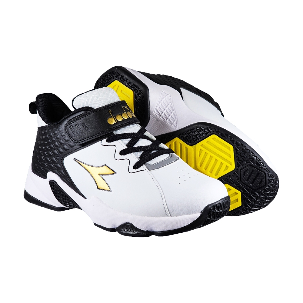 DIADORA迪亞多那 大童專業籃球鞋 童運動鞋 童鞋 寬楦 透氣 保護後跟 吸震 減壓 健康鞋墊 防滑 黑紅 白黑, , large