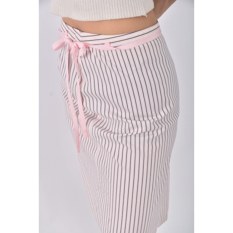 (S) mastina質感棉質條紋粉色短裙二手衣, , large