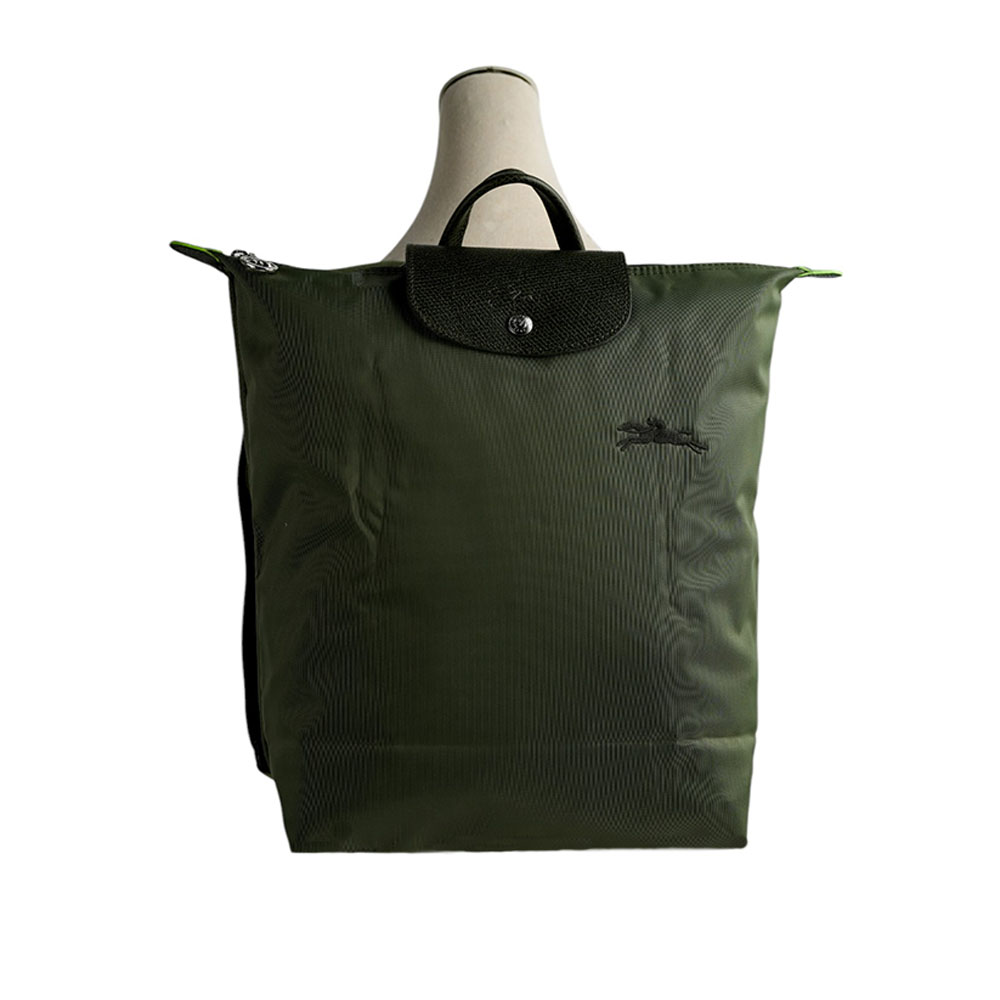 LONGCHAMP Le Pliage M 再生帆布中型折疊後背包/森林綠, , large