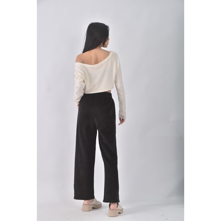 (S) 高腰質感燈心絨黑色長褲二手衣, , large