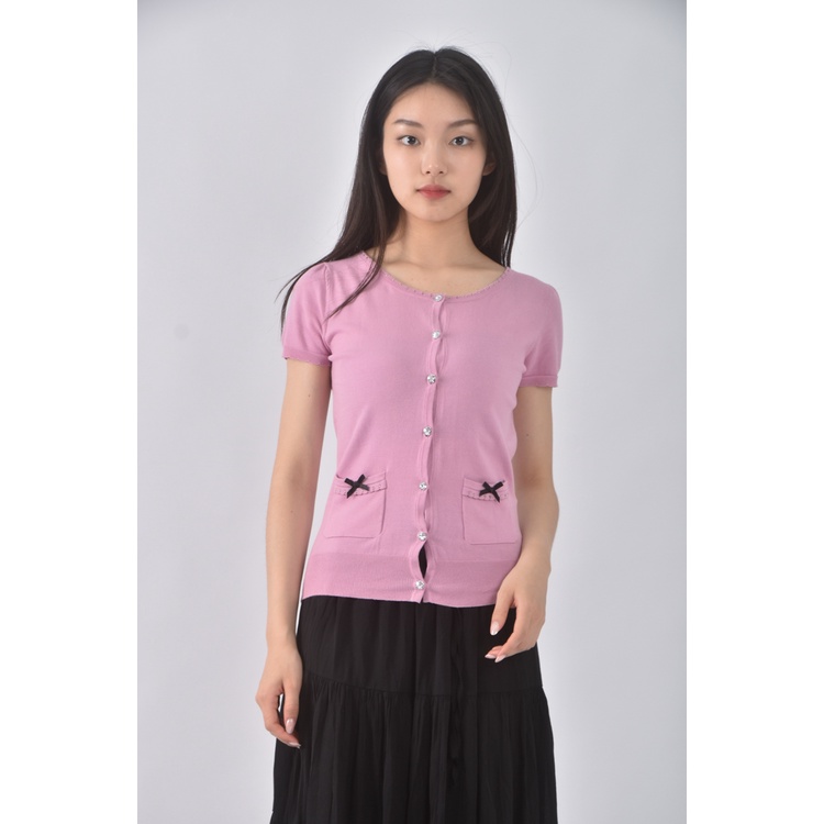 (S) barbie質感圓領粉色外套二手衣, , large