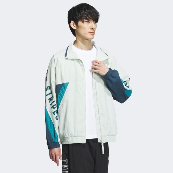Adidas Word WOV JKT 男女 立領 外套 風衣 運動 訓練 休閒 慢跑 寬鬆 白 藍綠 [IS5148], , large