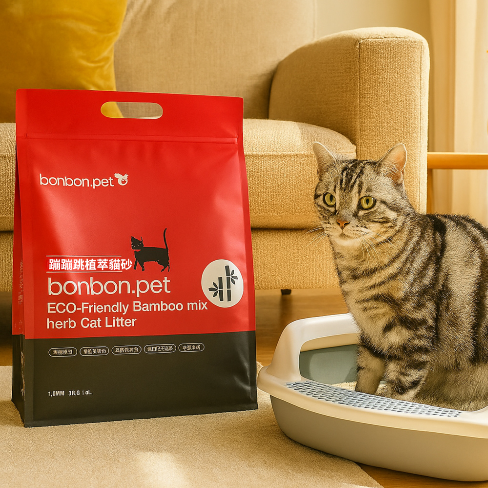 bonbonpet Plant-Based Eco-Friendly Cat Litter / Bamboo & Mugwort Fresh Scent 1.8mm (6L / 3KG per bag), , large
