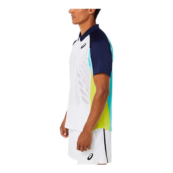 Asics 男 POLO衫 短袖上衣 海外版 網球 服飾 運動 訓練 透氣 亞瑟士 白藍 [2041A193-101], , large