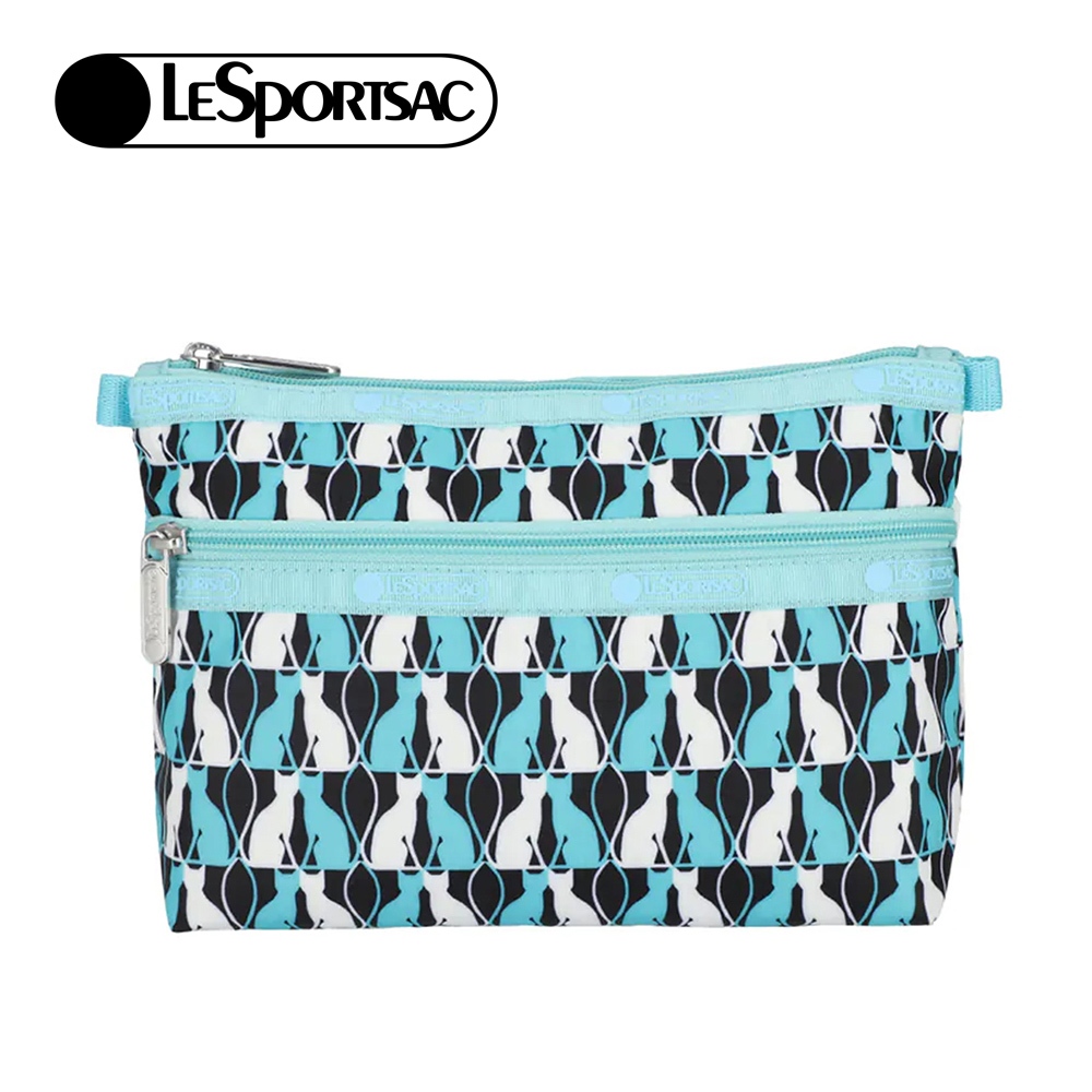 |快速出貨|Lesportsac Cosmetic Clutch 雙層拉鍊收納化妝包 - 鏡中貓影, , large