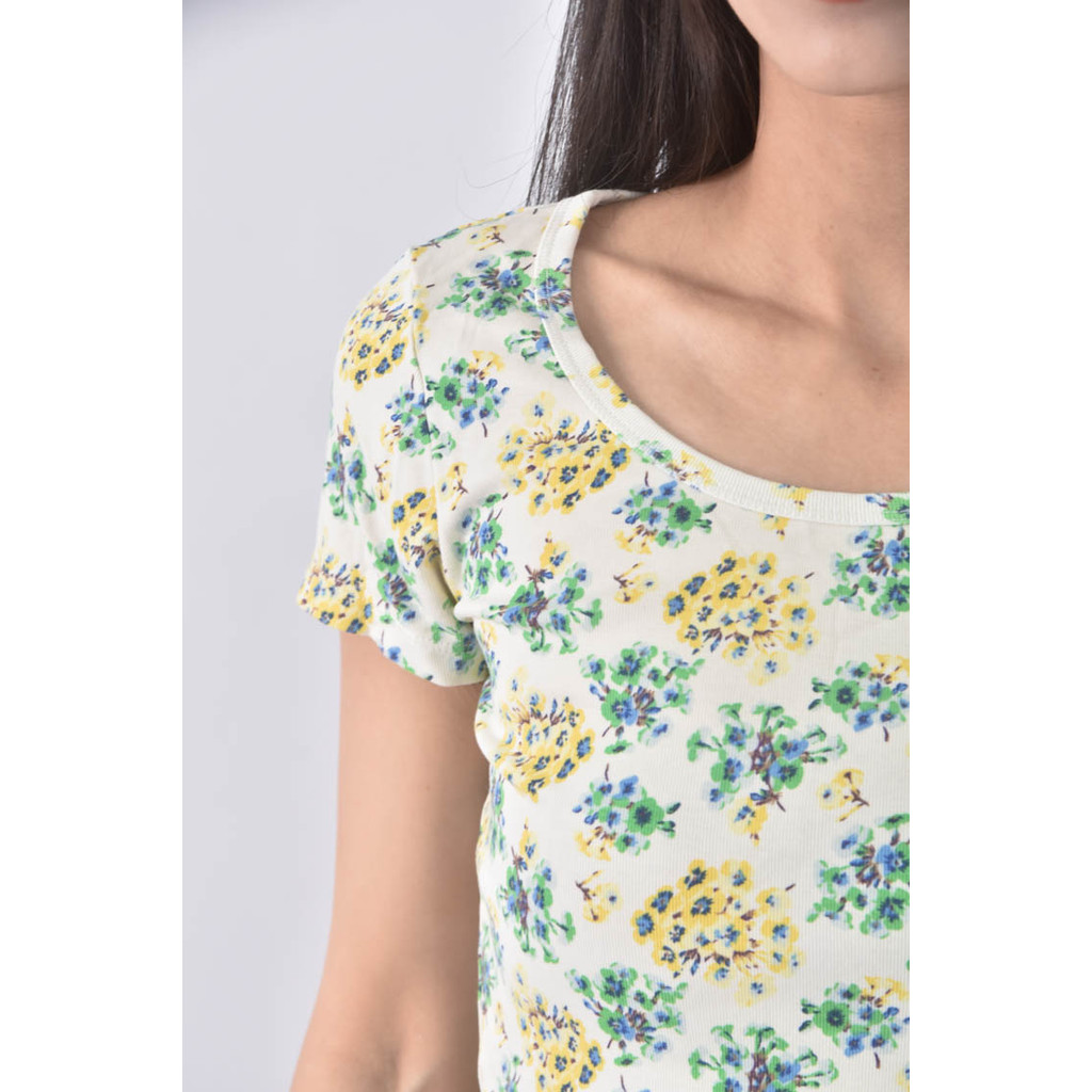 (S) uniqlo花卉白色短袖上衣二手衣, , large