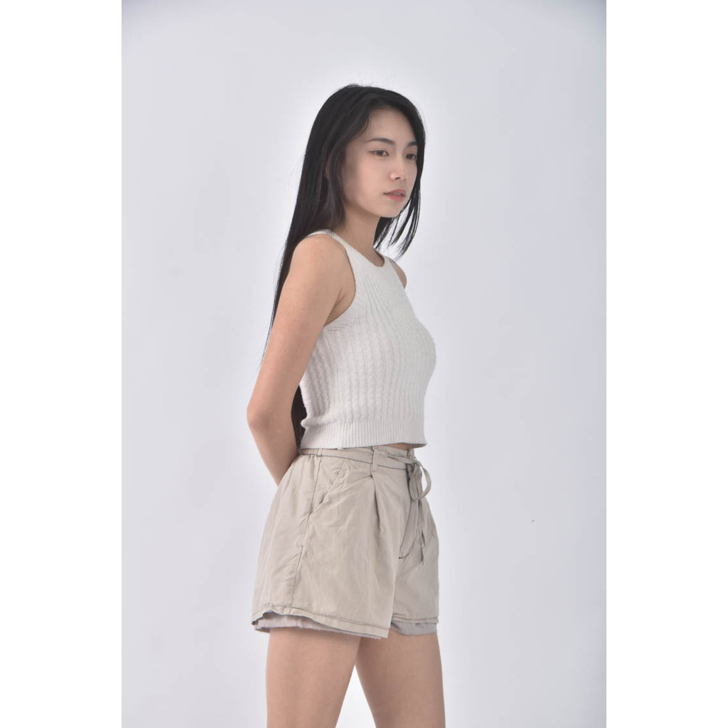 (S) 【粿粿私服】高腰抽繩灰色短褲二手衣