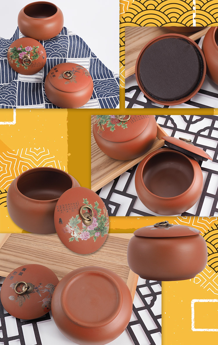 扁形陶土茶葉罐-2入, , large