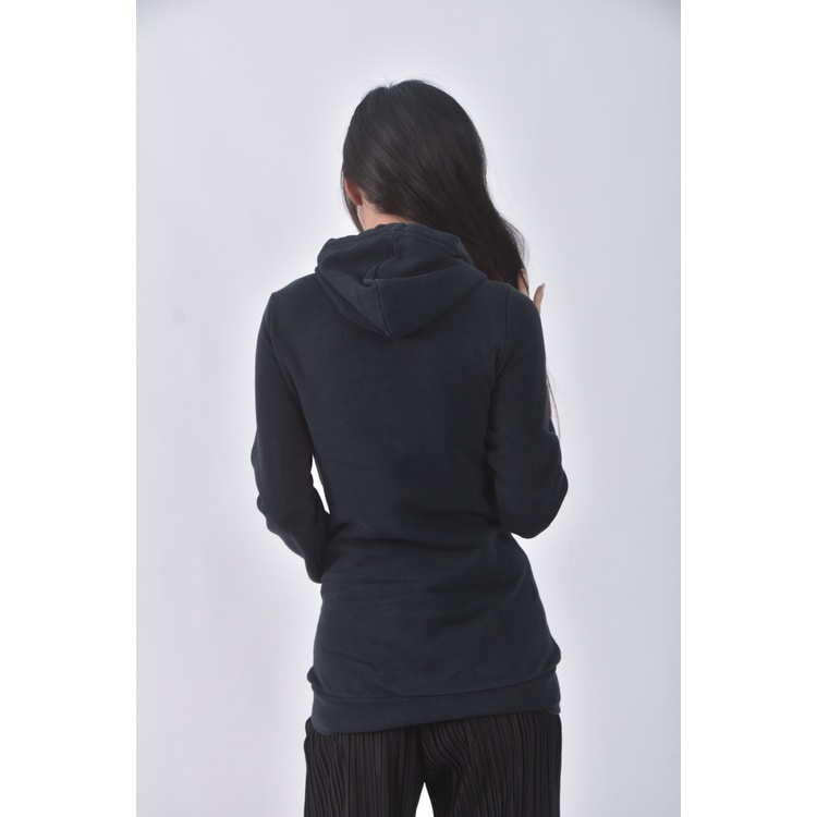 (S) adidas質感連帽長版黑色長袖上衣二手衣, , large