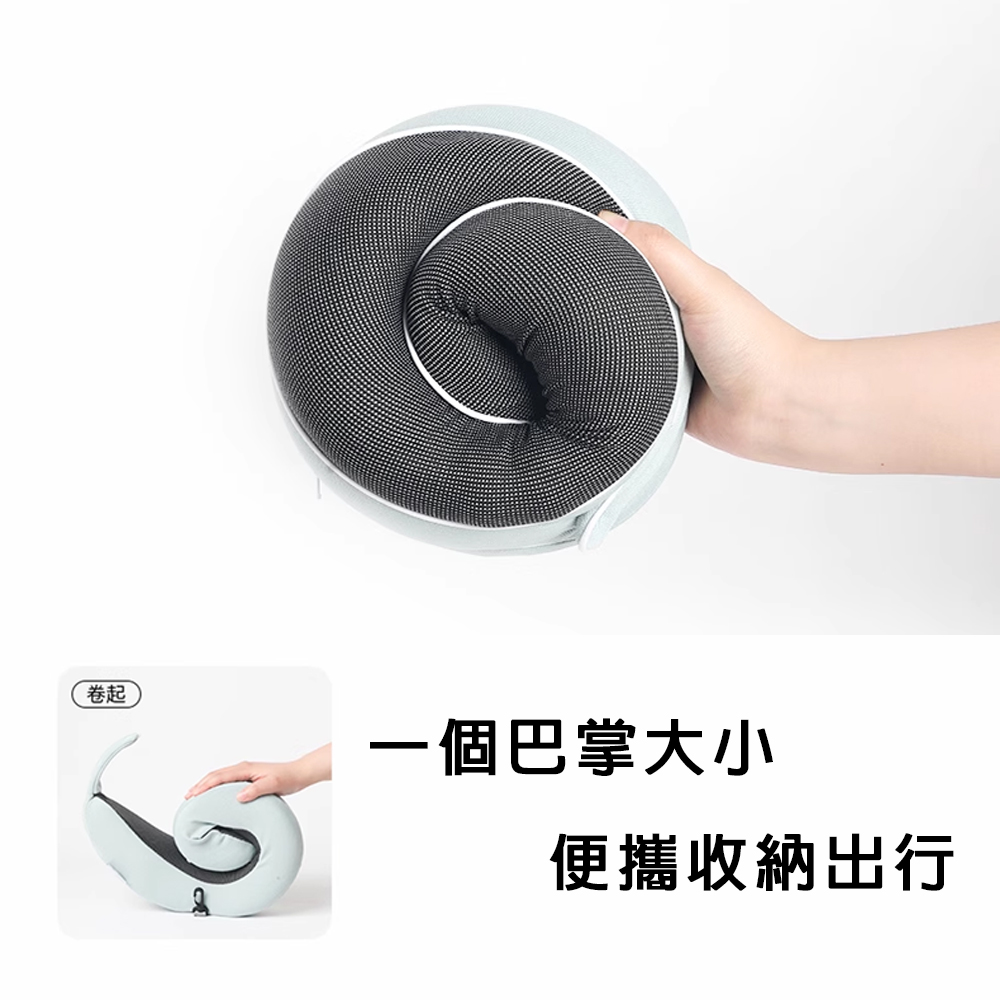 【啾愛你】U型記憶棉護頸枕 附眼罩耳塞-淺灰色, , large