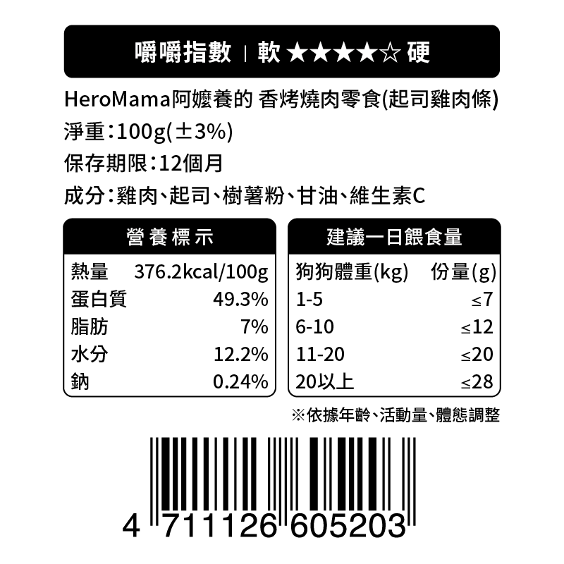 HeroMama-阿嬤養的狗100g-起司雞肉條, , large