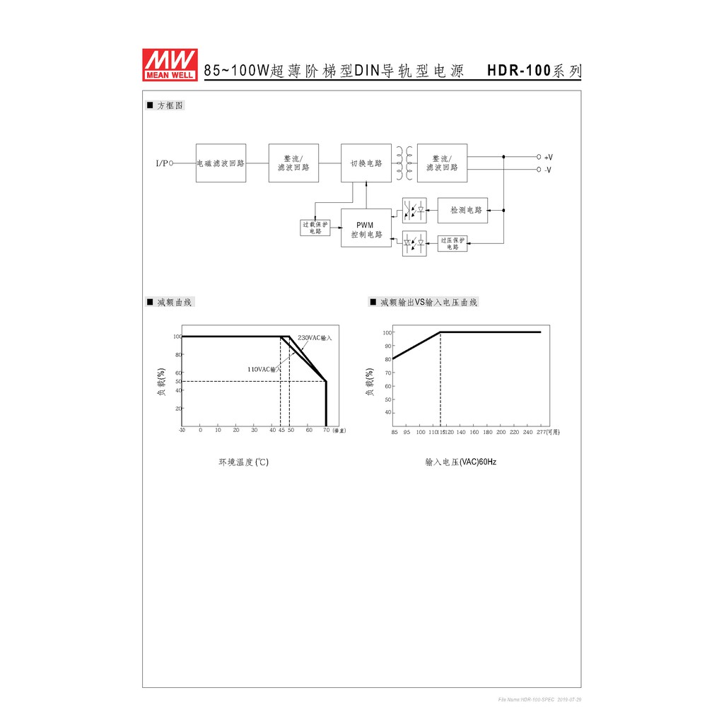 明緯 85.2W超薄型階梯DIN軌道式電源 (HDR-100-12), , large