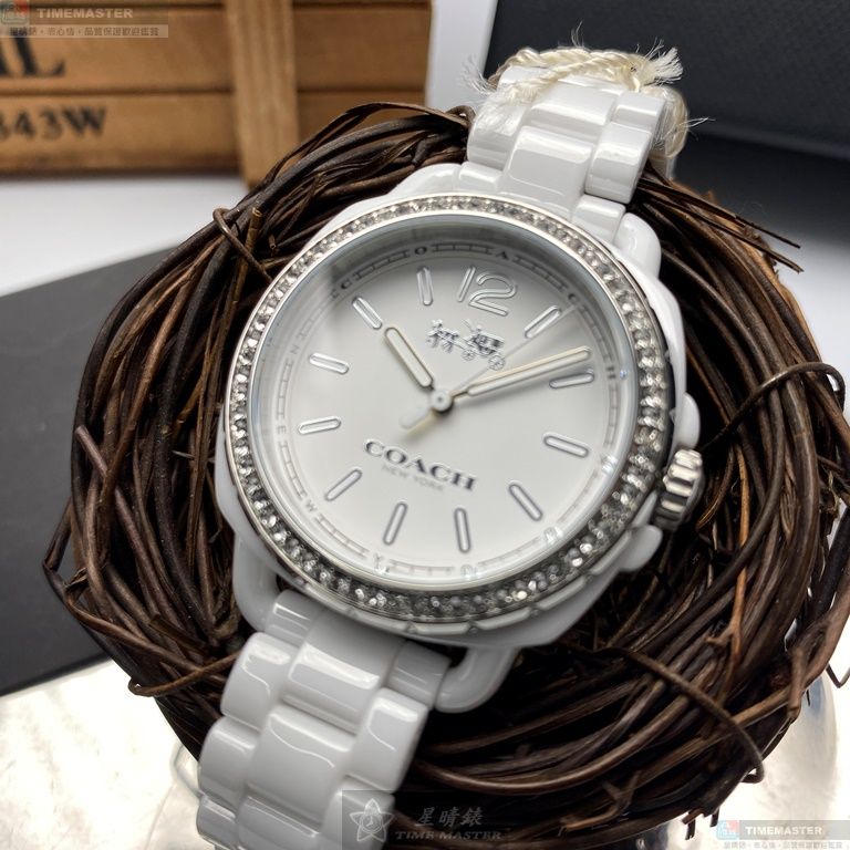 [星晴錶業]COACH手錶,34mm,CH00069白色錶面白錶殼白陶瓷錶帶款, , large