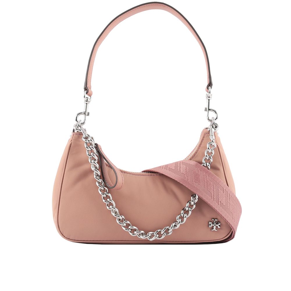 Tory Burch 151 Mercer 尼龍拼皮革三合一彎月包/錦葵粉, , large