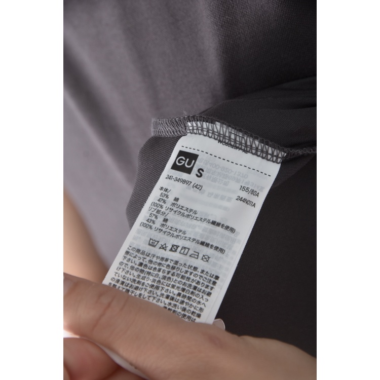 (S) gu修身短版棉質素面灰色短袖上衣二手衣, , large