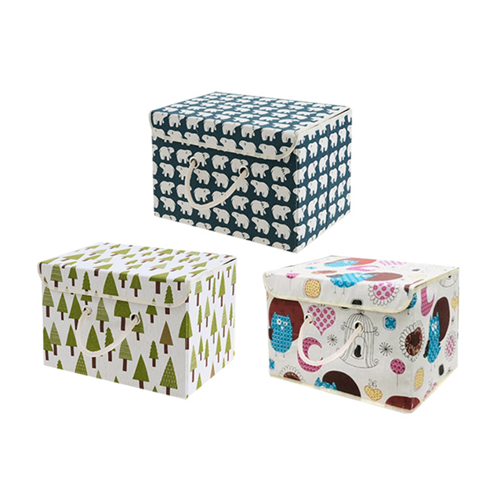 【上手家居】日式棉麻收納盒-三角樹(收納箱/折疊收納箱/衣服收納/衣服收納箱/棉麻收納箱/布藝收納箱), , large