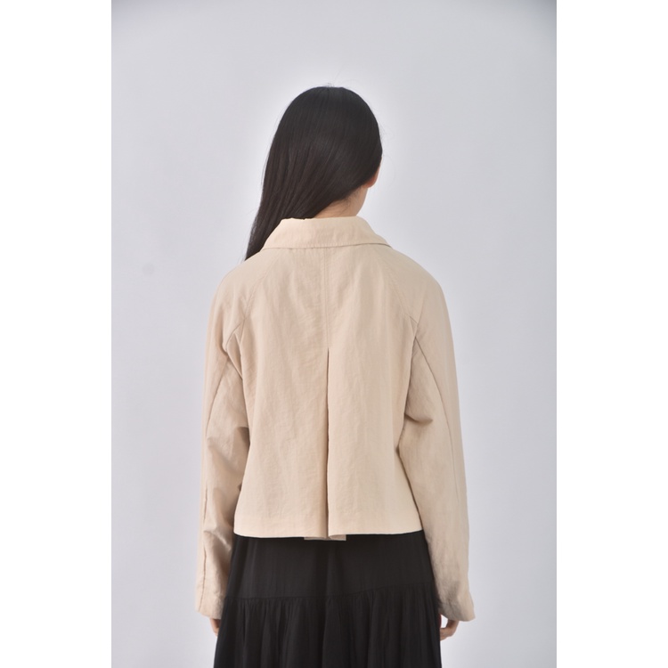 (S) stitch snap韓牌質感杏色長袖上衣二手衣, , large