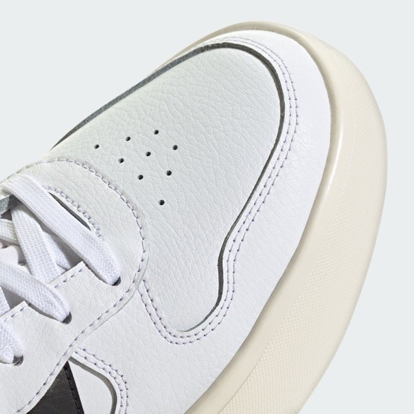 Kixpress-Adidas Litecourt 女 運動休閒鞋 簡約 奶油底 白黑 [JI2162], , large