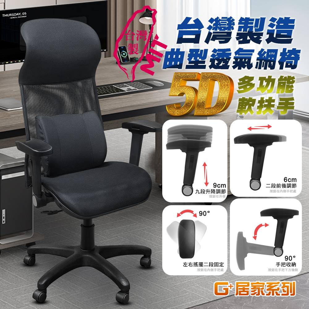 Pre-Assembled Taiwan-Made Majestic Ergonomic Breathable Chair with 5D Soft Armrests – Dual-Layer Mesh Seat Cushion, All-Black with Glossy Trim – With Decorative Cap, , large