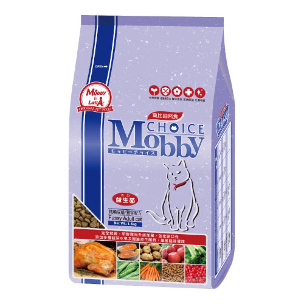 【Mobby莫比】貓飼料 貓糧 挑嘴成貓饕客配方1.5kg, , large