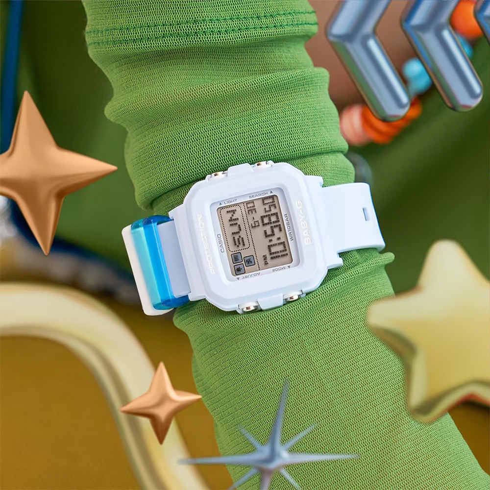 CASIO 卡西歐 BABY-G 隨附6個繽紛錶帶環 像素動畫手錶 BGD-10L-2, , large