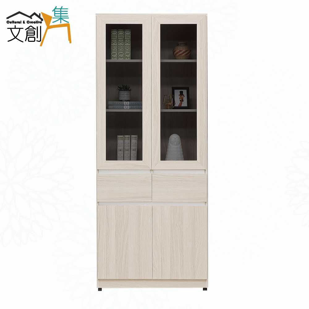 【文創集】艾蘿2.7尺四門中二抽書櫃(客約商品), , large