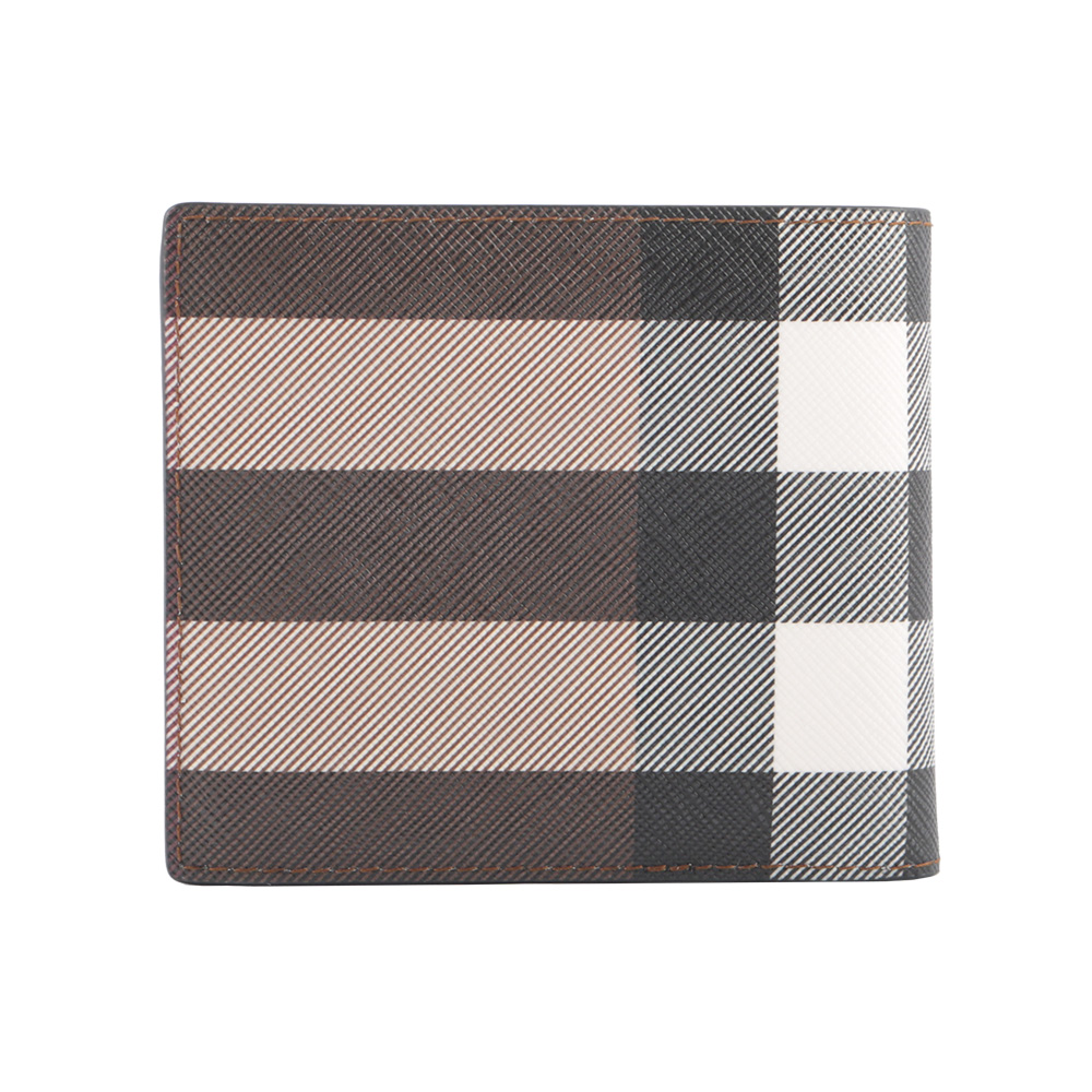 BURBERRY 經典格紋帆布對開零錢袋短夾/暗樺木棕色, , large