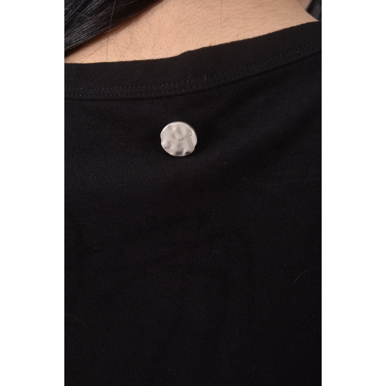 (S) 【智恩私服】dilute修身短版質感圓領黑色短袖上衣二手衣, , large