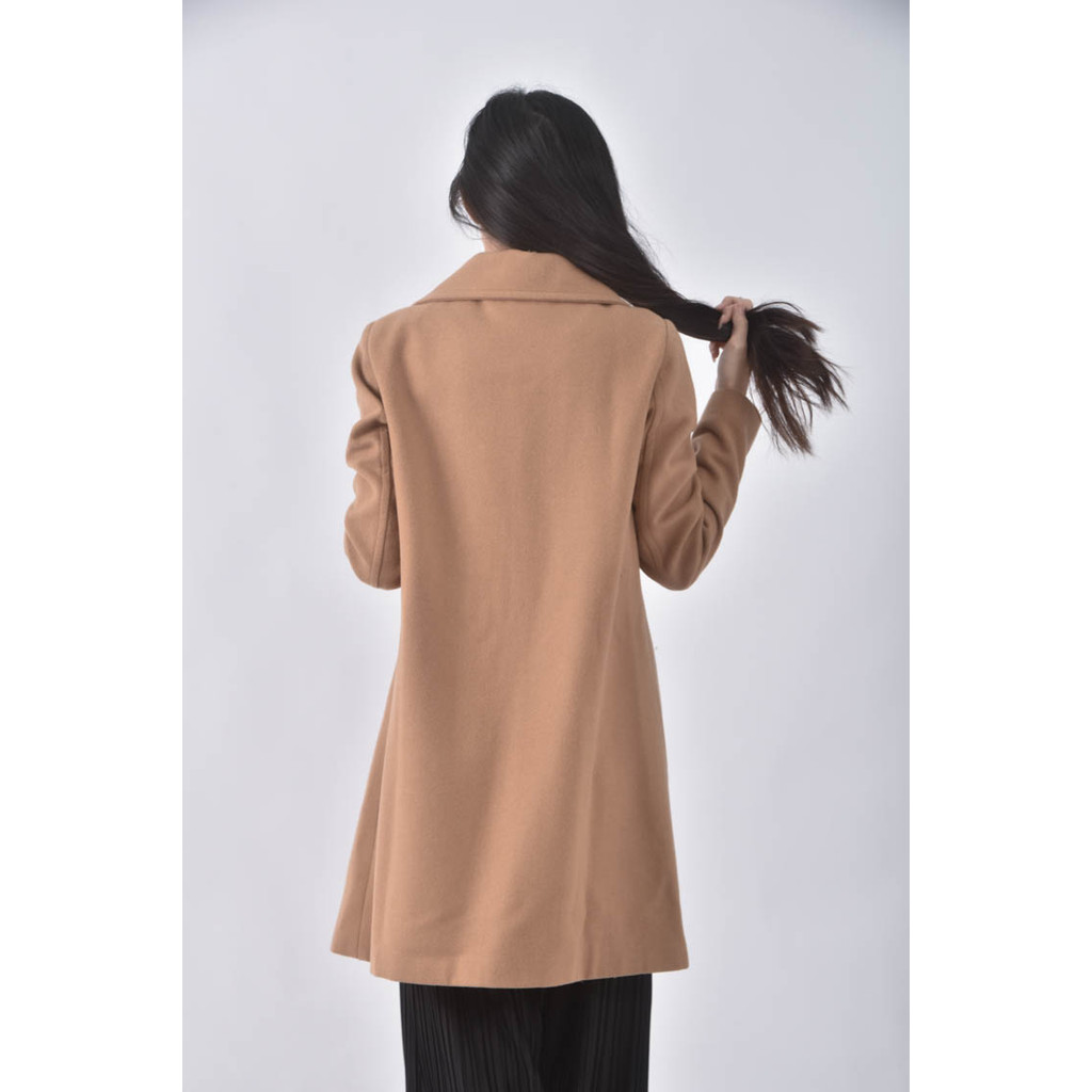 (M) united colors of benetton排扣棕色綁帶外套二手衣, , large