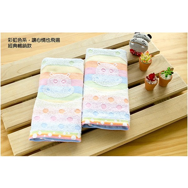 [台灣興隆毛巾] 彩虹河馬毛巾 6入單色, , large