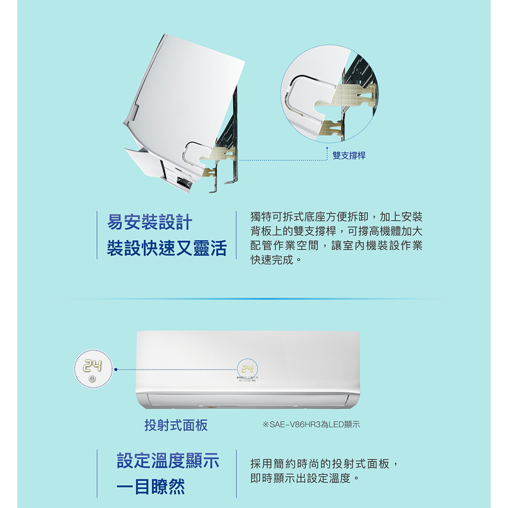 SANLUX 台灣三洋 2-4坪 R32 1級變頻冷暖冷氣 空調 SAC-V22HR3/SAE-V22HR3, , large