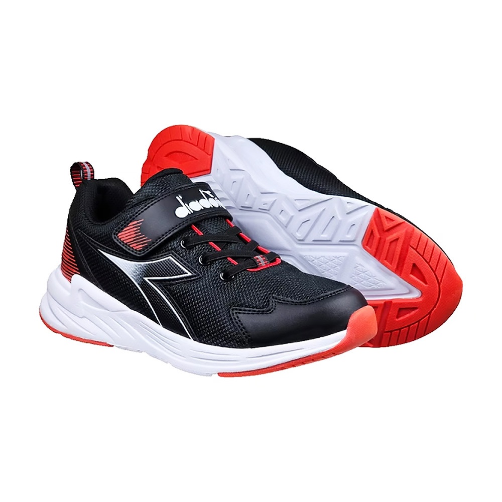 DIADORA迪亞多那 鮫鯊大童慢跑鞋 童運動鞋 童鞋 寬楦 魔鬼氈 保護後跟 輕量 吸震 抗菌 除臭 防滑 黑紅 藍粉, , large