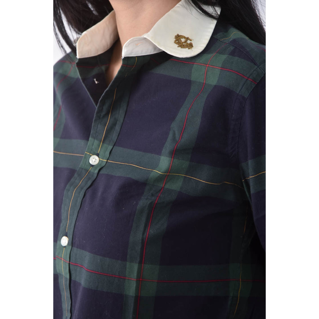 (M) ralph lauren格紋純棉綠色長袖上衣二手衣, , large