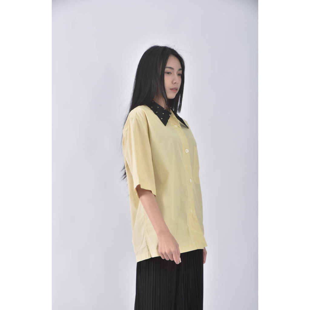 (L) margaret howell質感點點白色短袖上衣二手衣, , large