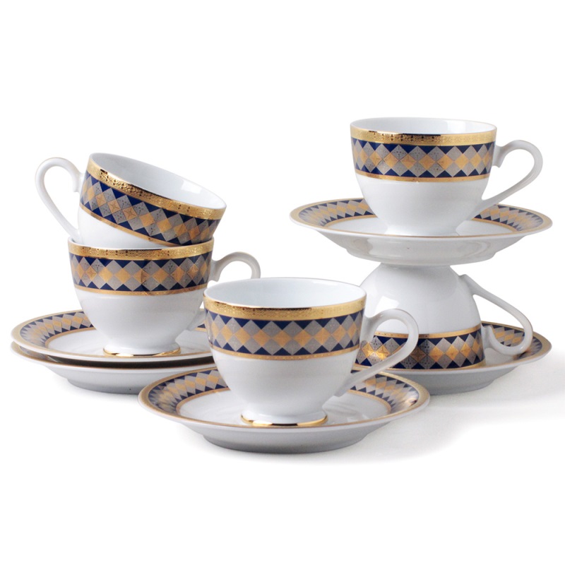 [豐名日本餐具] 咖啡杯五客入組 藍金邊 YAMASHIGE / C00CS5-19