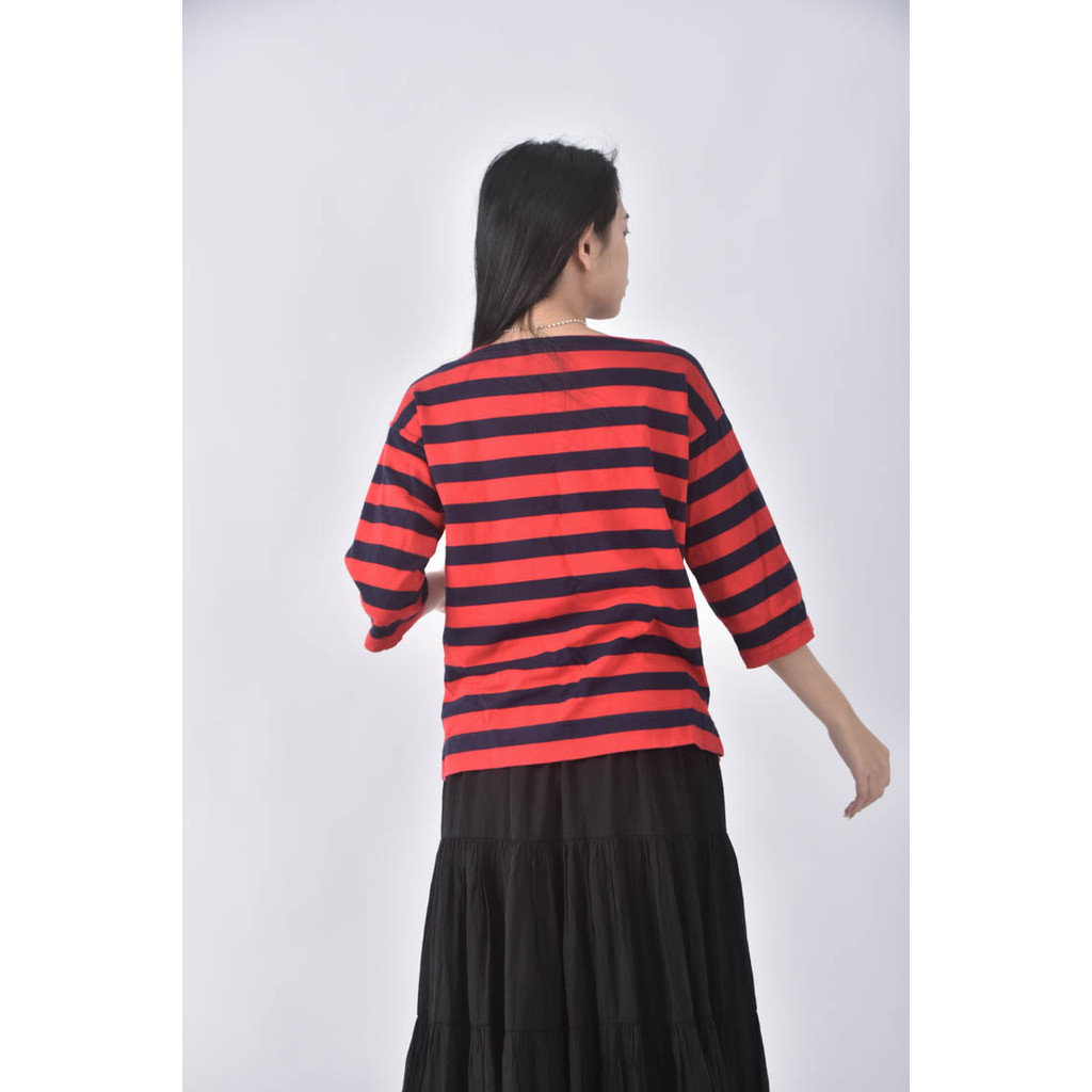 (L) ralph lauren條紋肩扣紅色短袖上衣二手衣, , large