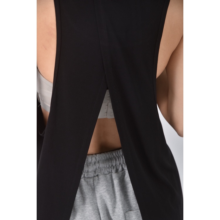 (S) 質感無袖黑色上衣二手衣, , large