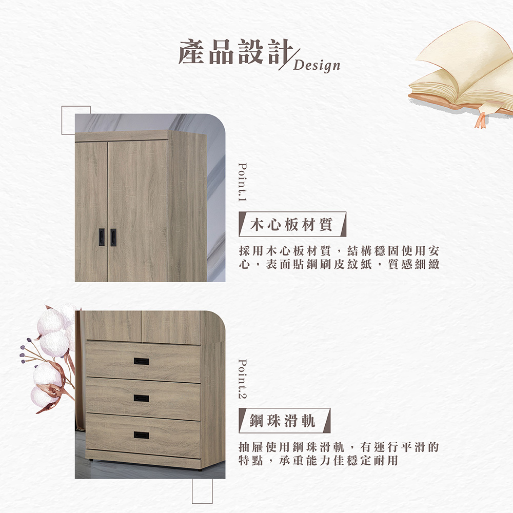 【Hampton 漢汀堡】卡恩詩灰梧桐3X7尺衣櫥, , large