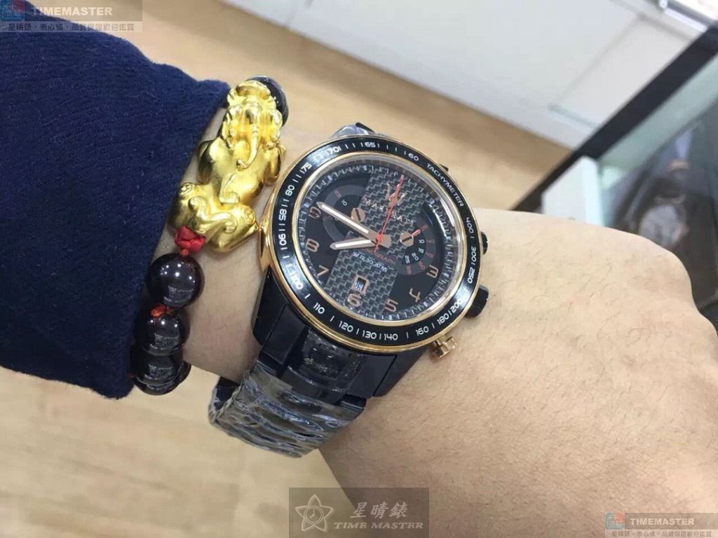 [星晴錶業]MASERATI手錶,46mm,R8873610002黑玫瑰金色錶面黑錶殼深黑色精鋼錶帶款, , large