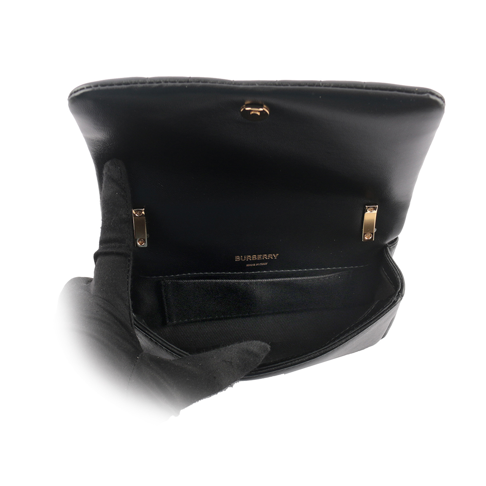 BURBERRY Lola 小羊皮縫線設計迷你翻蓋鍊包/黑色, , large