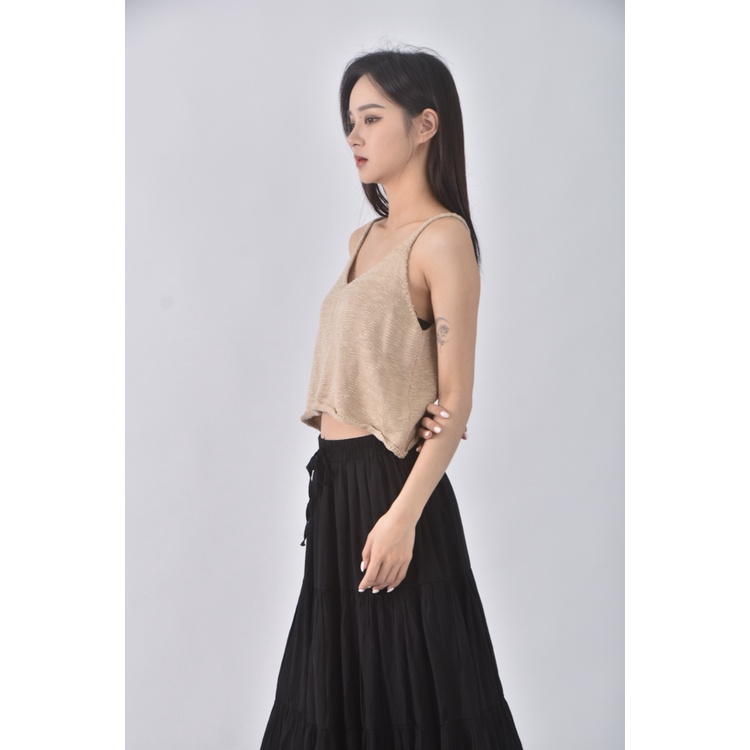 (S) yifan韓牌質感無袖杏色上衣二手衣, , large