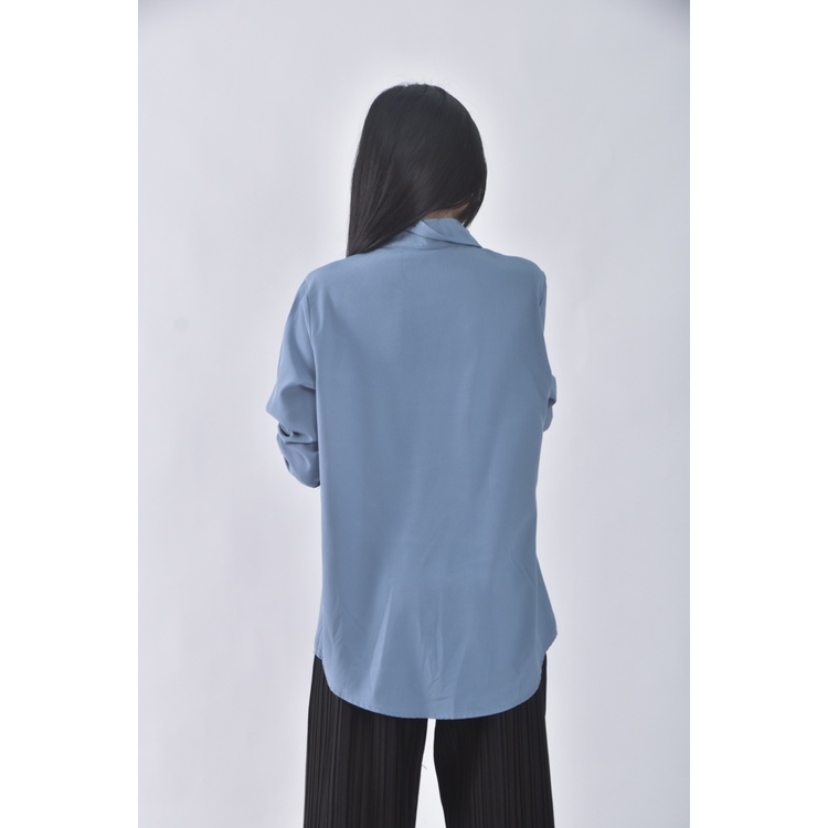 (S) a moo質感藍色襯衫上衣二手衣, , large