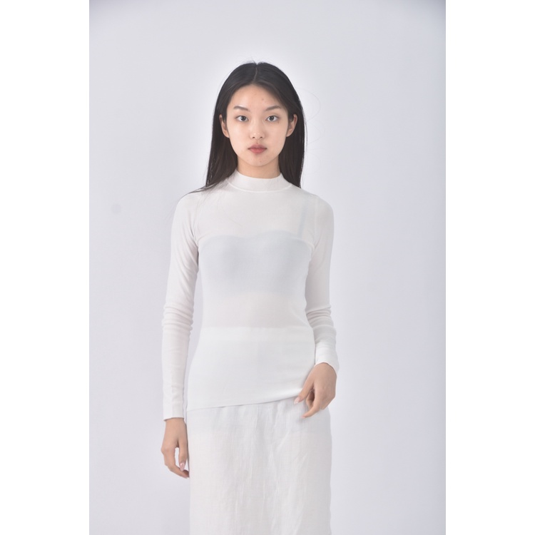 (S) moma質感圓領白色長袖上衣二手衣, , large