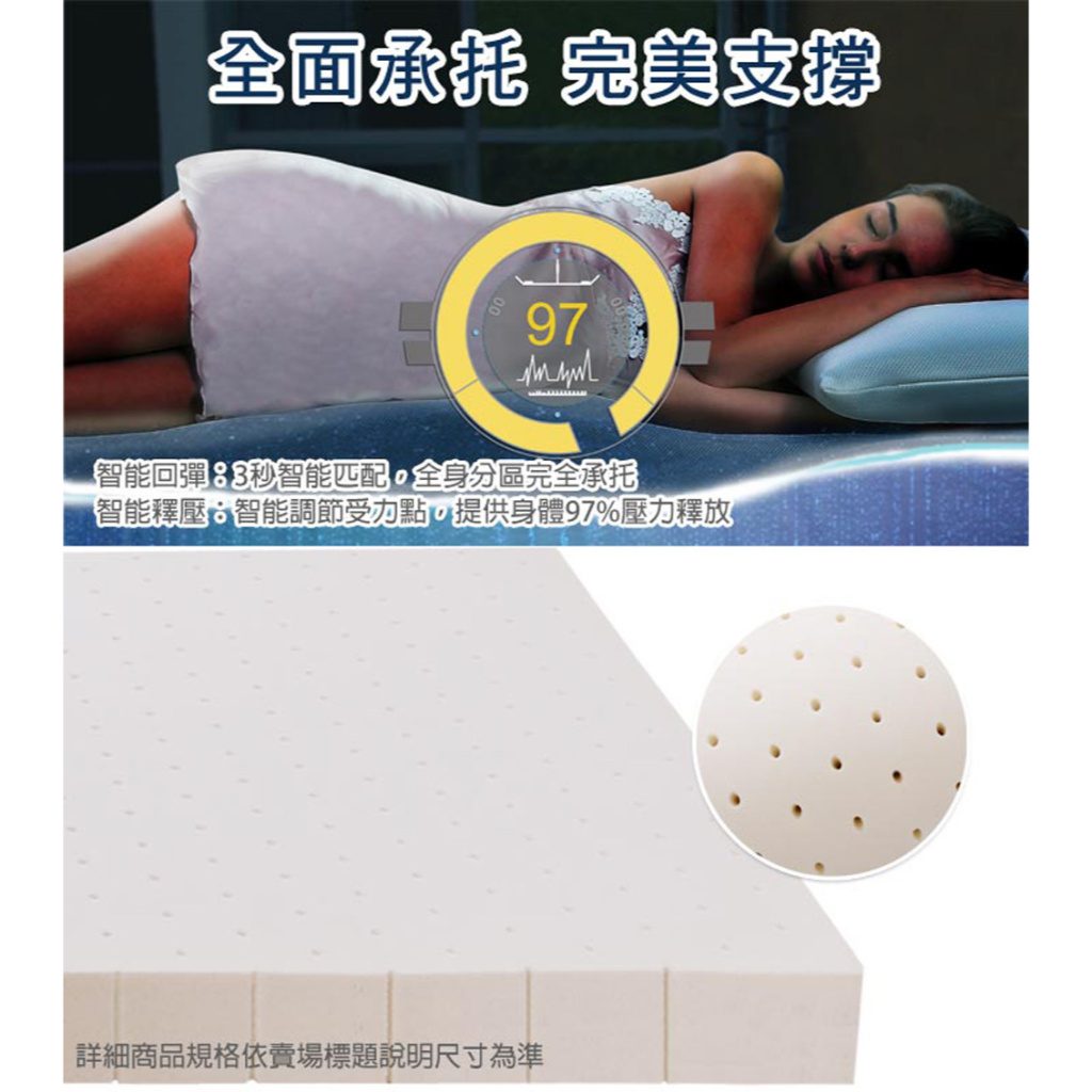 【日本藤田 】黃金雙面天然乳膠多層次釋壓床墊 雙人加大7CM 泰國乳膠 釋壓抗菌 防護支撐, , large
