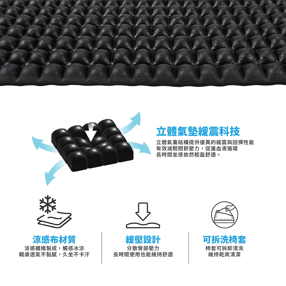 【怪獸】日竹門 獨立筒涼感坐墊 (38x38cm) - 海風律動, , large