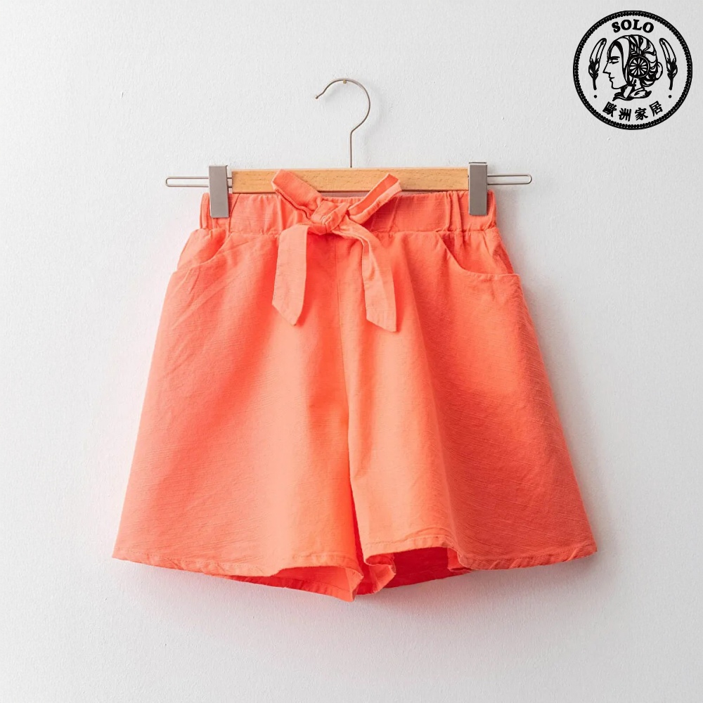【SOLO Vintage】LCW Girls Orange Bow Shorts 100% Cotton Made in Turkey 5-6y, , large