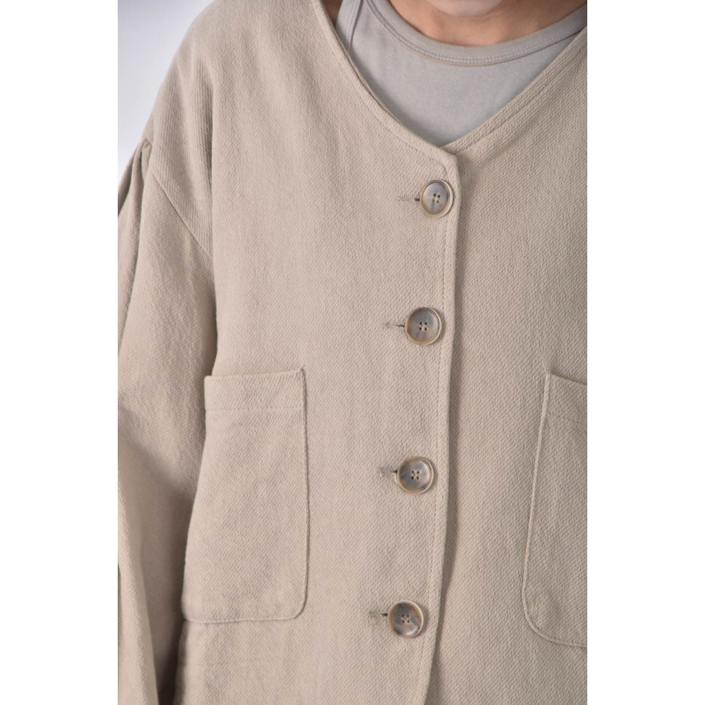 (XL) levely and thisway韓牌排扣杏色外套二手衣, , large