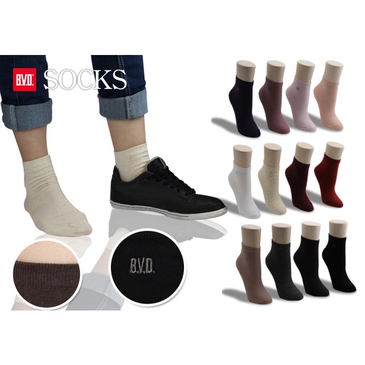 【BVD】 1/2細針少女襪<黑>BW303 薄款 短襪 襪子, , large