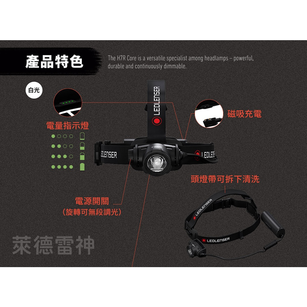 【德國Ledlenser】H7R Core 充電式伸縮調焦頭燈, , large