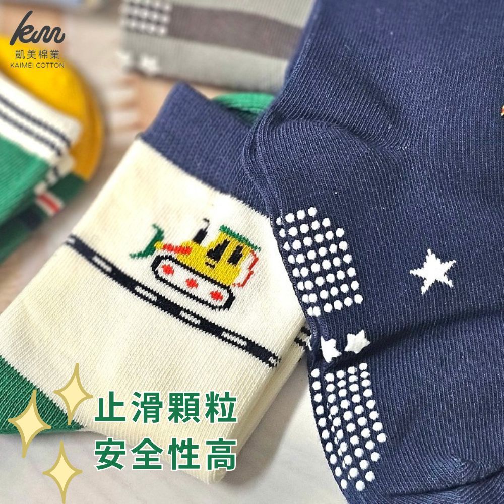 [Kaimei Cotton Industry] 8 pairs set, random and excellent, MIT made in Taiwan, pure cotton non-slip style boys' socks, BUBU car model 17-21cm, , large